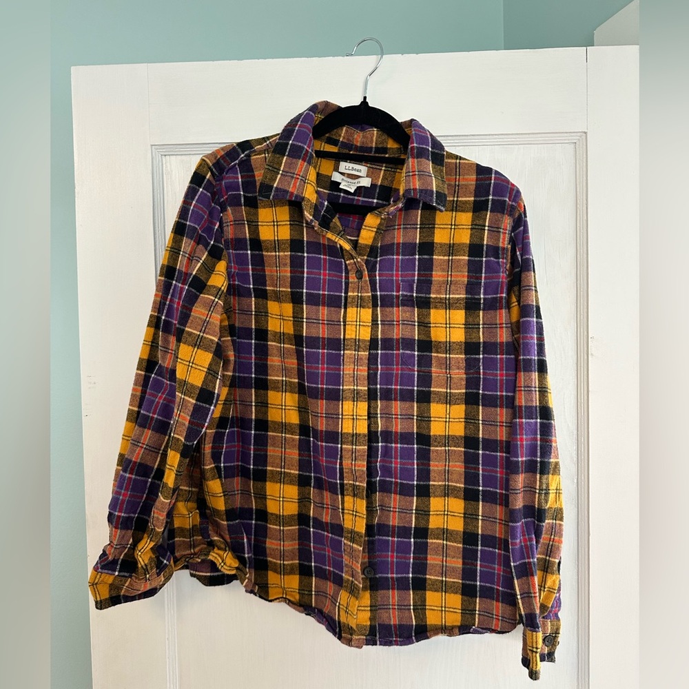 LL Bean Relaxed Fit Flannel in Lakers Colors